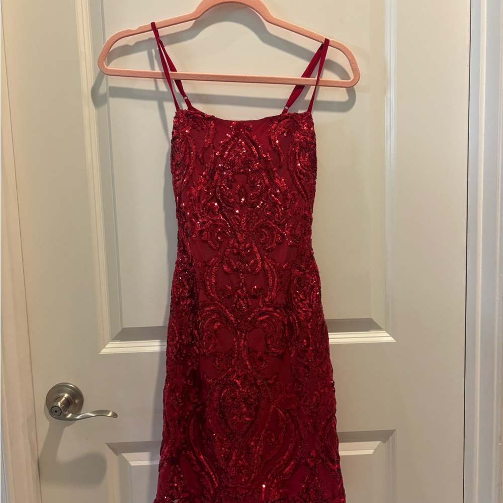 B Darlin Red Sequin Dress
